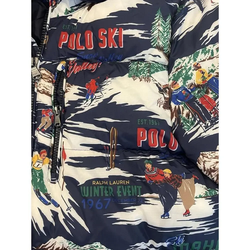 $398 Polo Ralph Lauren Water Repellent Graphic Ski Print 700 Down Jacket Coat S